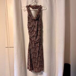 Bisou Bisuo Vintage Brown Checkered Halter neck Dress